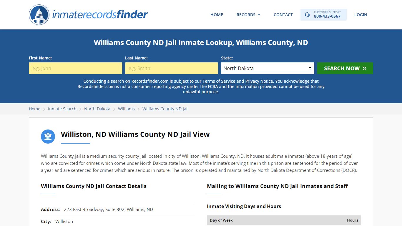 Williams County ND Jail Roster & Inmate Search, Williams ...
